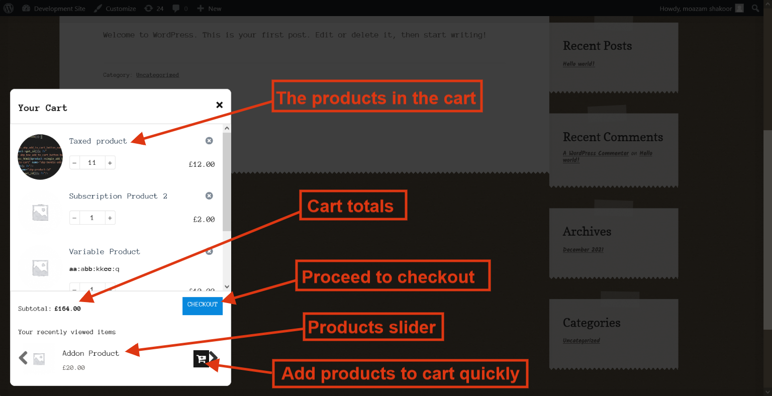 WooCommerce All In One Cart Checkout Frontend Sidebar Cart
