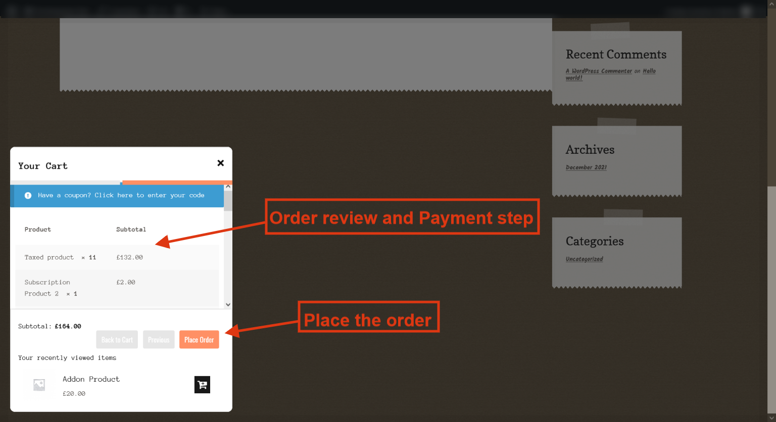 WooCommerce All In One Cart Checkout Frontend Checkout Place Order